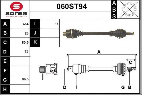 STARTCAR 060ST94 - Drive Shaft autospares.lv