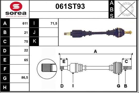 STARTCAR 061ST93 - Drive Shaft autospares.lv