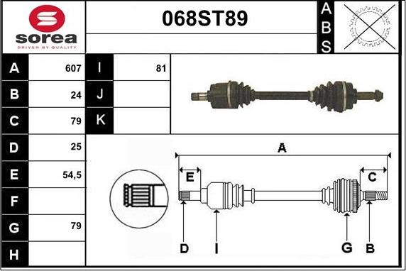 STARTCAR 068ST89 - Drive Shaft autospares.lv