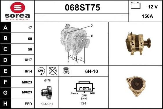 STARTCAR 068ST75 - Alternator autospares.lv