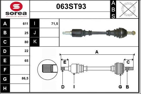 STARTCAR 063ST93 - Drive Shaft autospares.lv