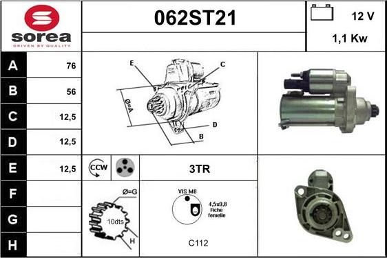 STARTCAR 062ST21 - Starter autospares.lv