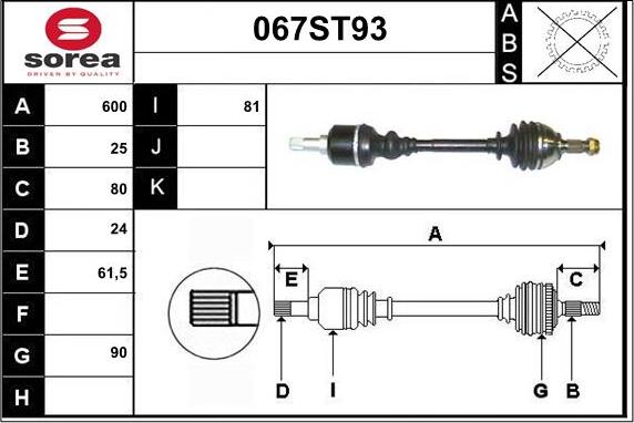 STARTCAR 067ST93 - Drive Shaft autospares.lv