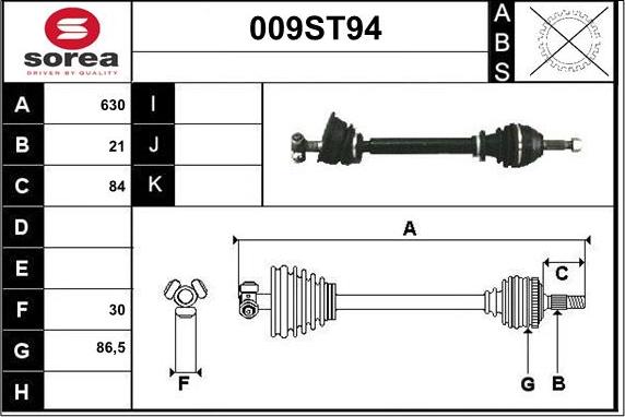 STARTCAR 009ST94 - Drive Shaft autospares.lv