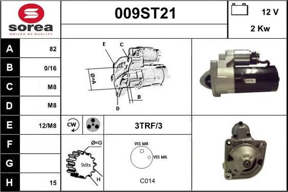 STARTCAR 009ST21 - Starter autospares.lv