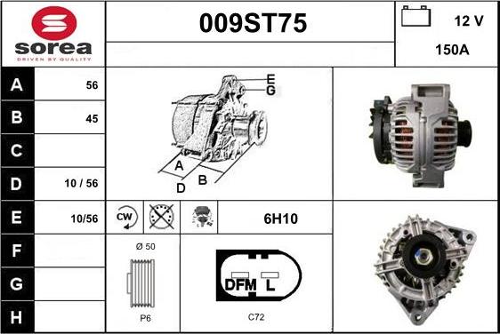 STARTCAR 009ST75 - Alternator autospares.lv