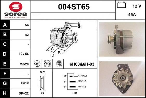 STARTCAR 004ST65 - Alternator autospares.lv