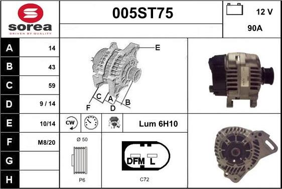 STARTCAR 005ST75 - Alternator autospares.lv