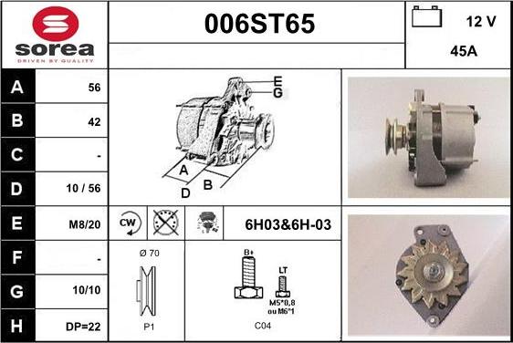 STARTCAR 006ST65 - Alternator autospares.lv