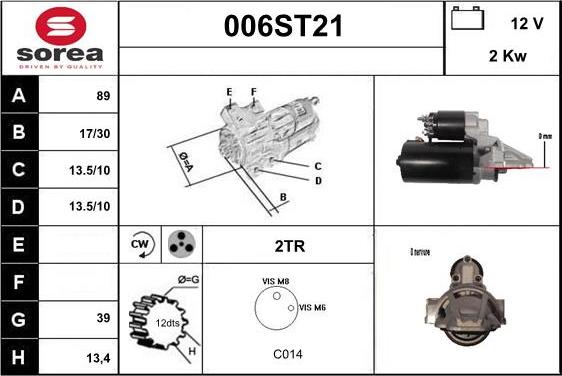 STARTCAR 006ST21 - Starter autospares.lv