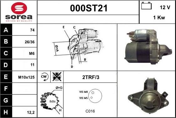 STARTCAR 000ST21 - Starter autospares.lv