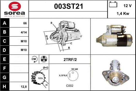 STARTCAR 003ST21 - Starter autospares.lv