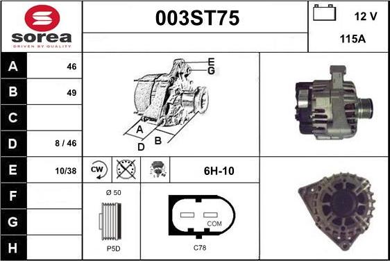 STARTCAR 003ST75 - Alternator autospares.lv