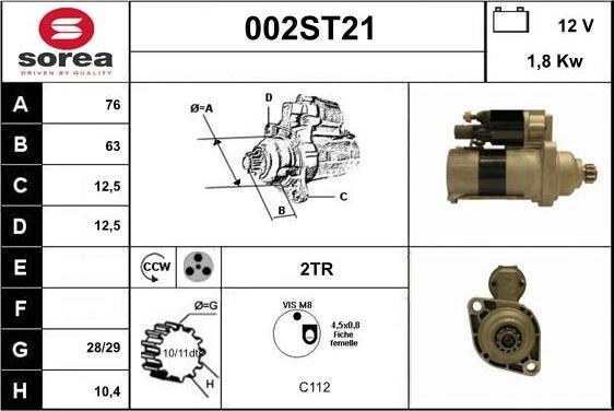 STARTCAR 002ST21 - Starter autospares.lv