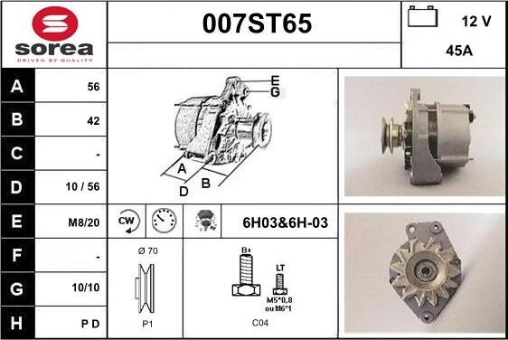 STARTCAR 007ST65 - Alternator autospares.lv