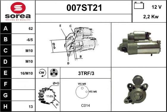 STARTCAR 007ST21 - Starter autospares.lv