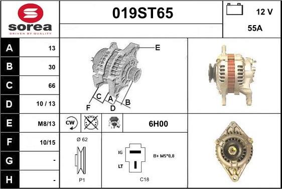 STARTCAR 019ST65 - Alternator autospares.lv