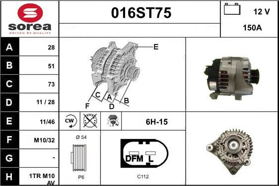 STARTCAR 016ST75 - Alternator autospares.lv