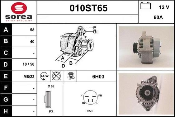 STARTCAR 010ST65 - Alternator autospares.lv