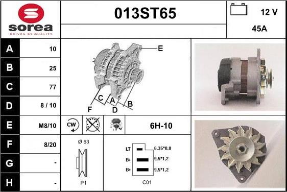 STARTCAR 013ST65 - Alternator autospares.lv