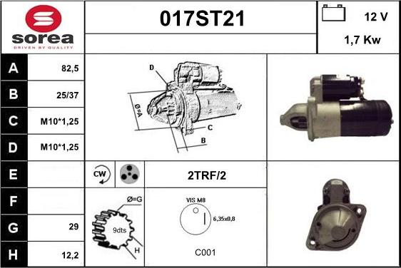 STARTCAR 017ST21 - Starter autospares.lv