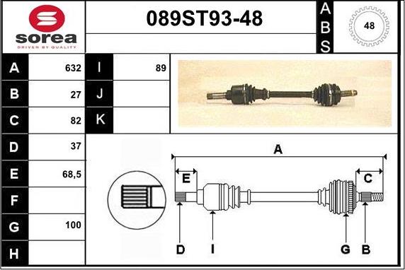 STARTCAR 089ST93-48 - Drive Shaft autospares.lv