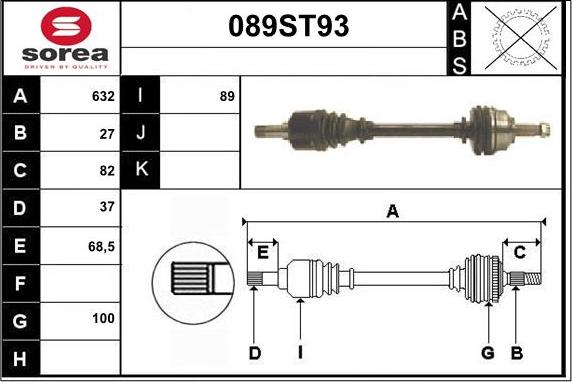 STARTCAR 089ST93 - Drive Shaft autospares.lv