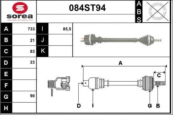 STARTCAR 084ST94 - Drive Shaft autospares.lv