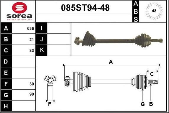 STARTCAR 085ST94-48 - Drive Shaft autospares.lv