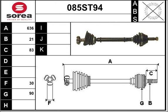 STARTCAR 085ST94 - Drive Shaft autospares.lv