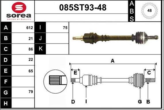 STARTCAR 085ST93-48 - Drive Shaft autospares.lv