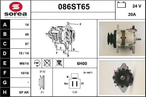 STARTCAR 086ST65 - Alternator autospares.lv