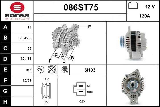 STARTCAR 086ST75 - Alternator autospares.lv