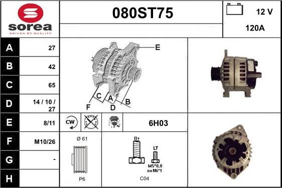 STARTCAR 080ST75 - Alternator autospares.lv