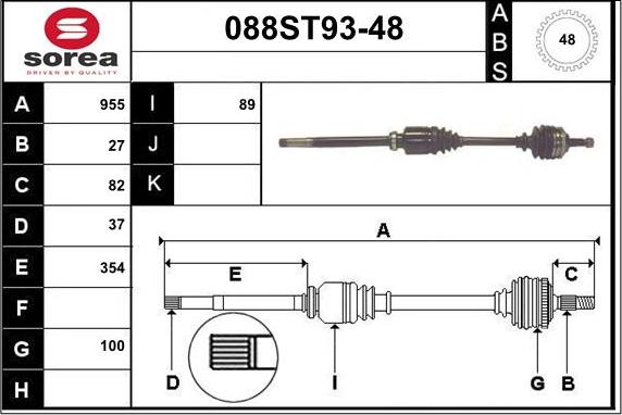 STARTCAR 088ST93-48 - Drive Shaft autospares.lv