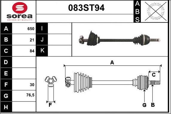 STARTCAR 083ST94 - Drive Shaft autospares.lv