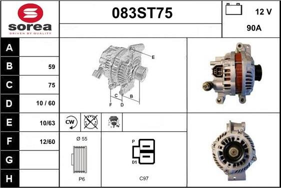 STARTCAR 083ST75 - Alternator autospares.lv