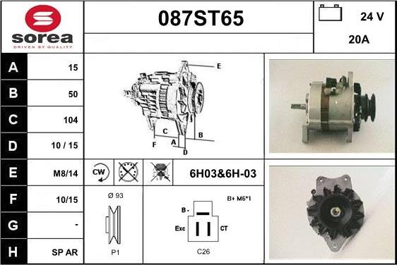 STARTCAR 087ST65 - Alternator autospares.lv