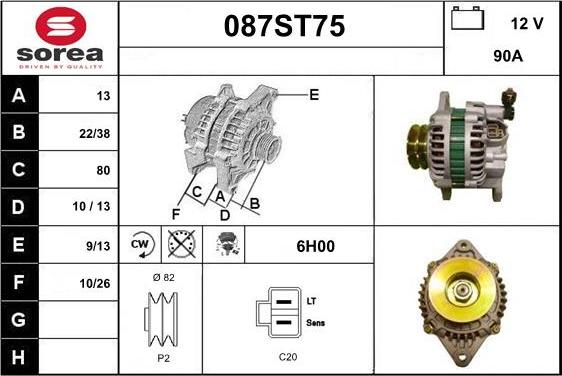 STARTCAR 087ST75 - Alternator autospares.lv