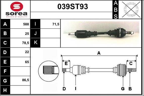 STARTCAR 039ST93 - Drive Shaft autospares.lv