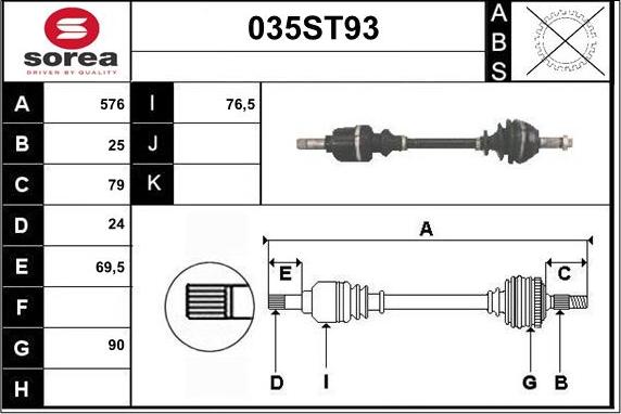 STARTCAR 035ST93 - Drive Shaft autospares.lv