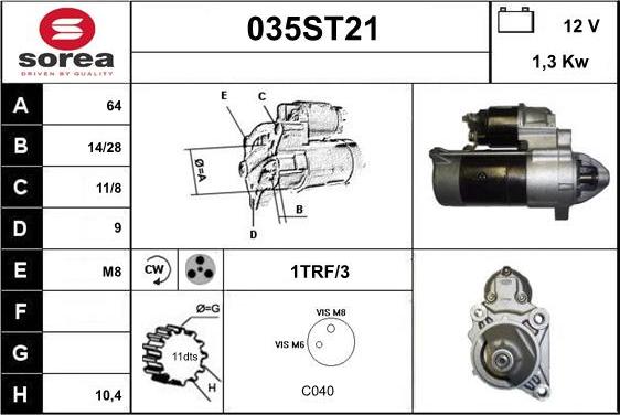 STARTCAR 035ST21 - Starter autospares.lv