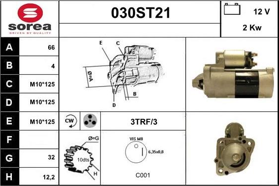 STARTCAR 030ST21 - Starter autospares.lv