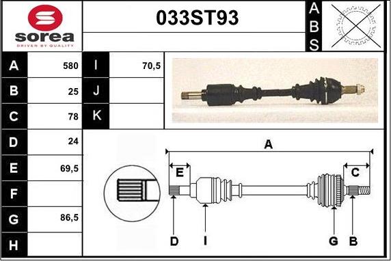 STARTCAR 033ST93 - Drive Shaft autospares.lv