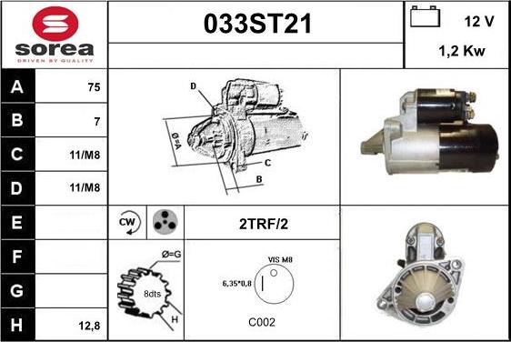 STARTCAR 033ST21 - Starter autospares.lv