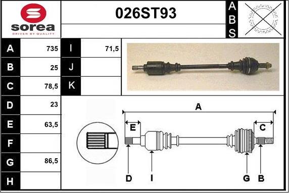 STARTCAR 026ST93 - Drive Shaft autospares.lv