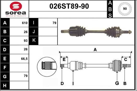 STARTCAR 026ST89-90 - Drive Shaft autospares.lv