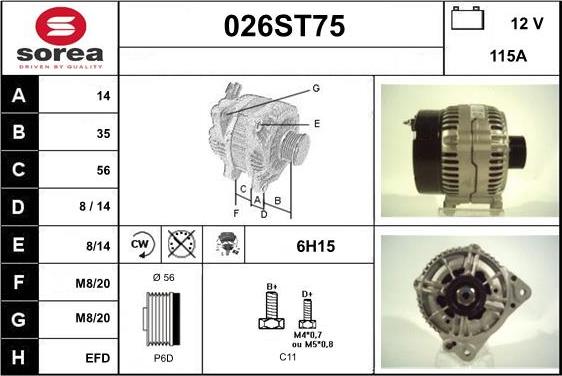 STARTCAR 026ST75 - Alternator autospares.lv