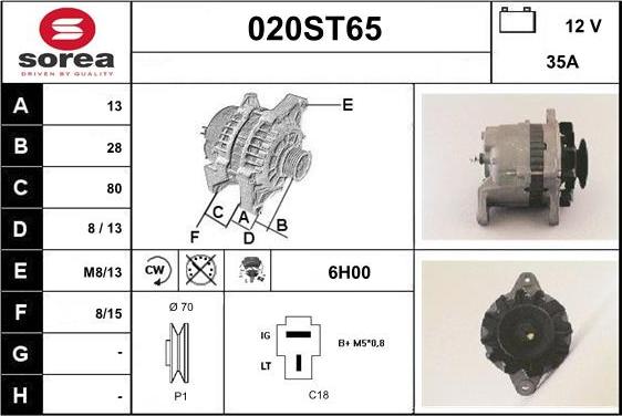 STARTCAR 020ST65 - Alternator autospares.lv