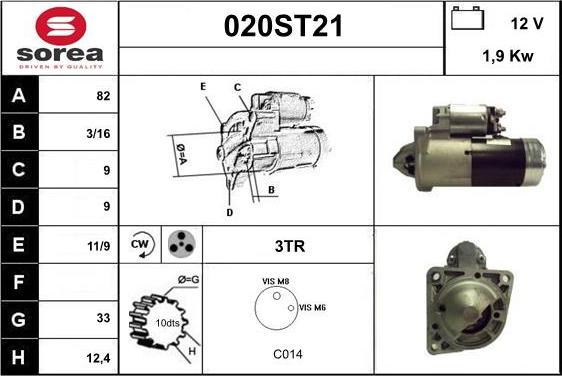 STARTCAR 020ST21 - Starter autospares.lv